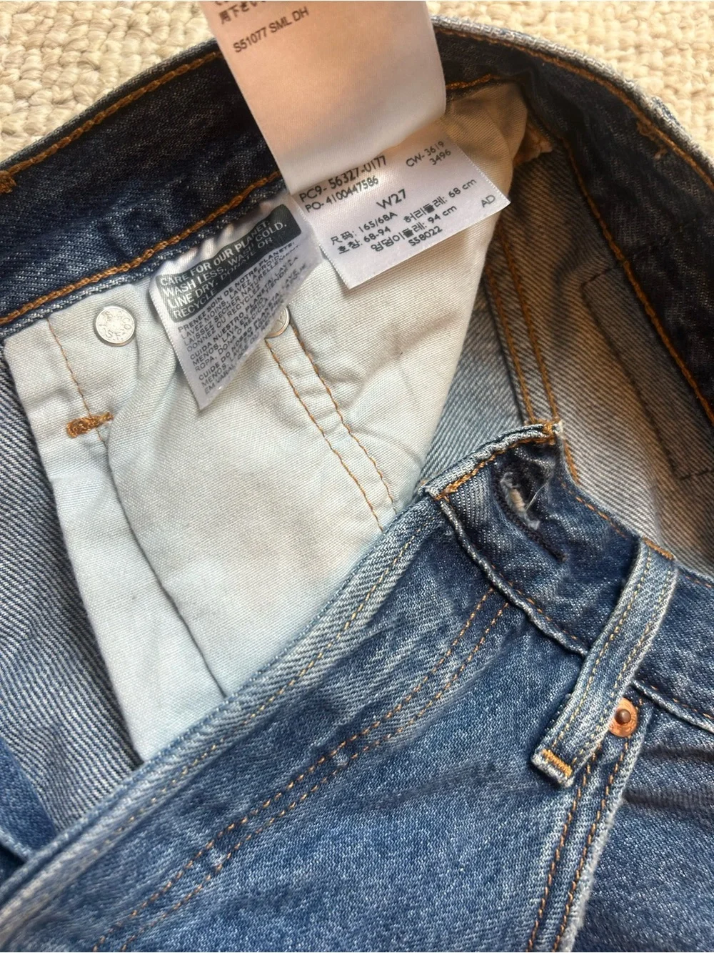 Levi's Dark Blue Distressed Cutoff Denim Shorts